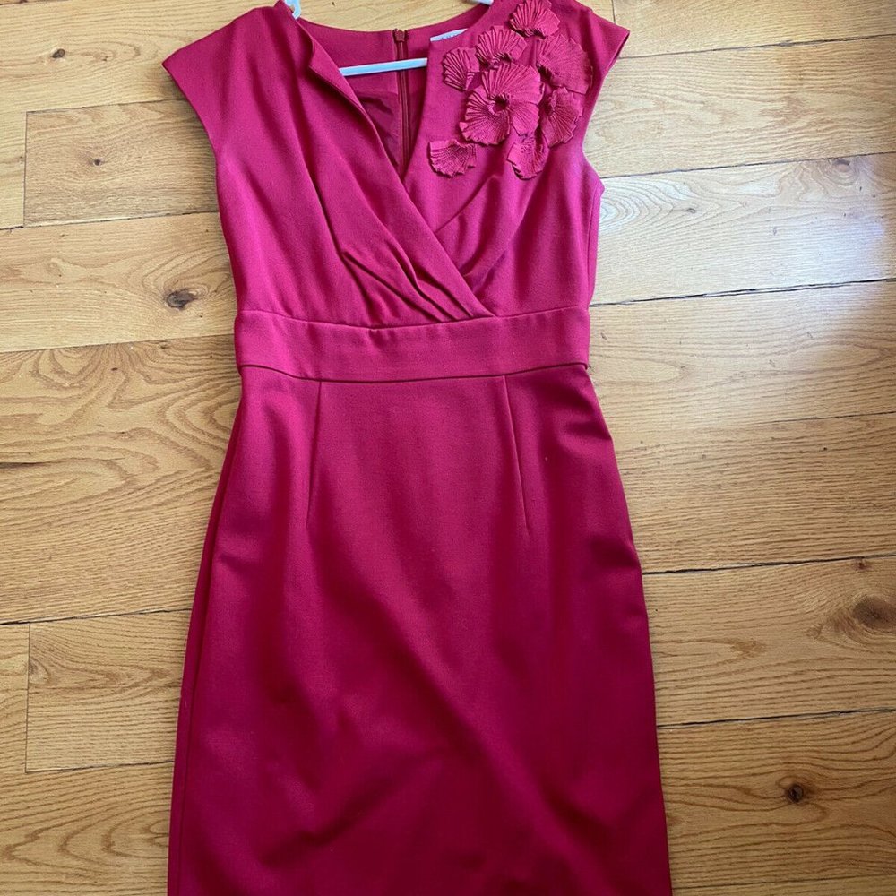 Trina Turk Los Angeles red flower applique dress